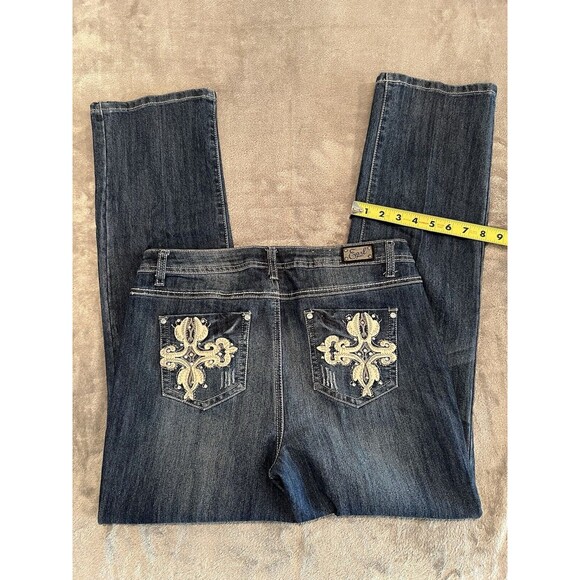 Earl Jeans Women 10 Blue Straight Leg Embellishment Bling Western Horse Cowboy - Picture 7 of 10